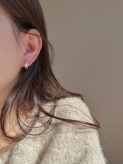 S925 ミッドパールフープピアス
