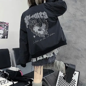 【予約】2c's Back Rose Print Heart Chain Strap Blouson