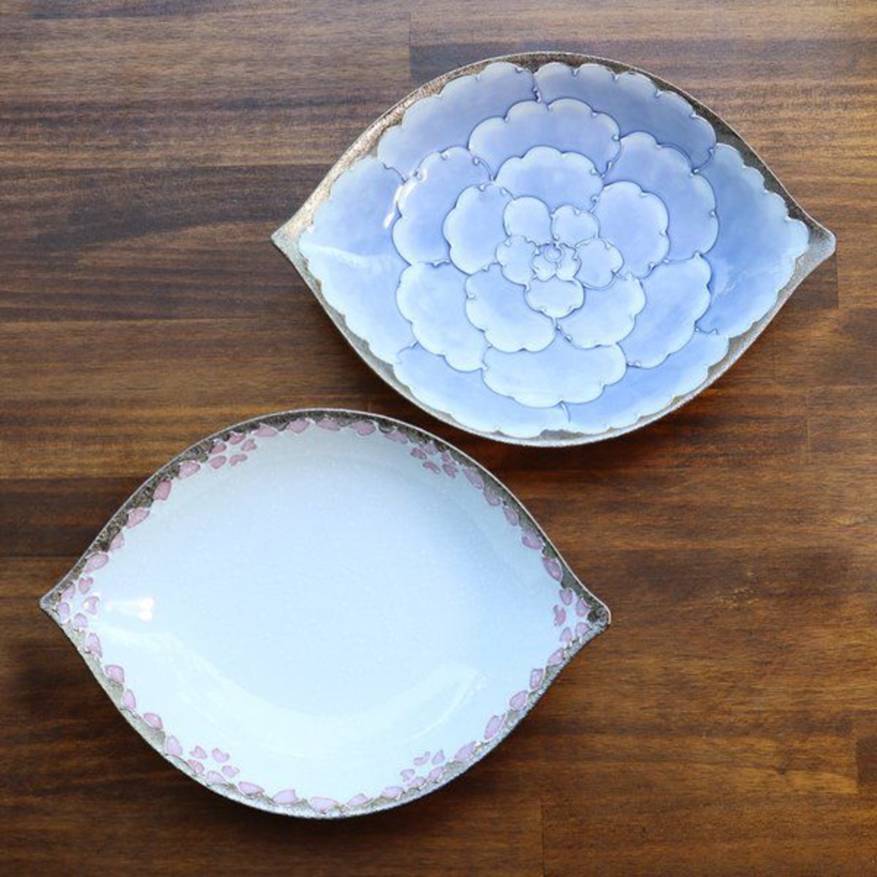 有田焼　レモン皿（プラチナ牡丹・プラチナピンク桜） 6-049