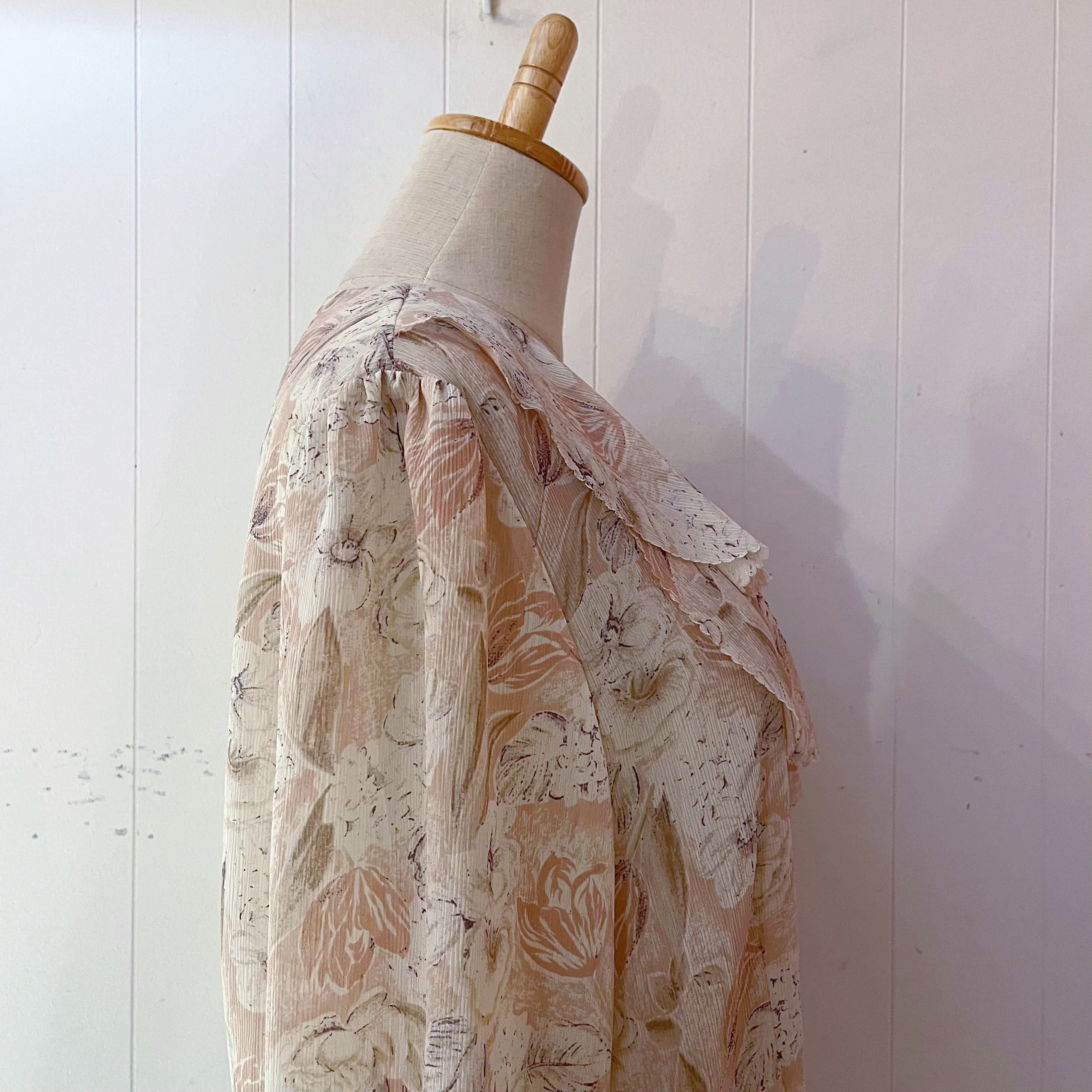 pale pink flower frill blouse