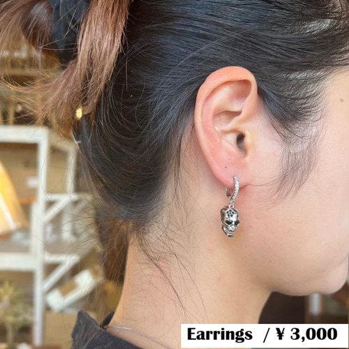 TOPANGA Jewelry　Stone Flower Skull Earrings　ストーンフラワースカル　ピアス　シルバー　スカル　ギフト　プレゼント　ジュエリー　