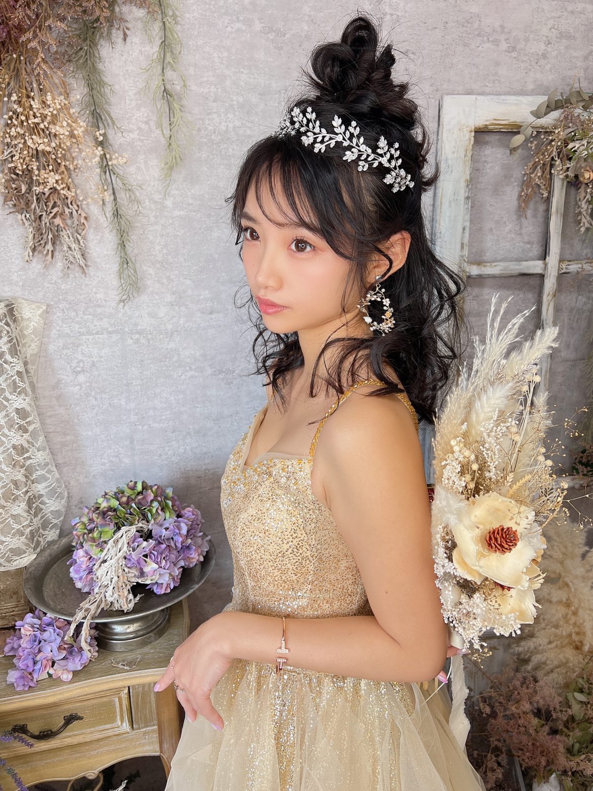 H-135 キュービックジルコニア Floral Head Band | ウェディング