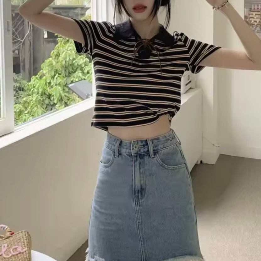 リボンボーダーポロシャツ