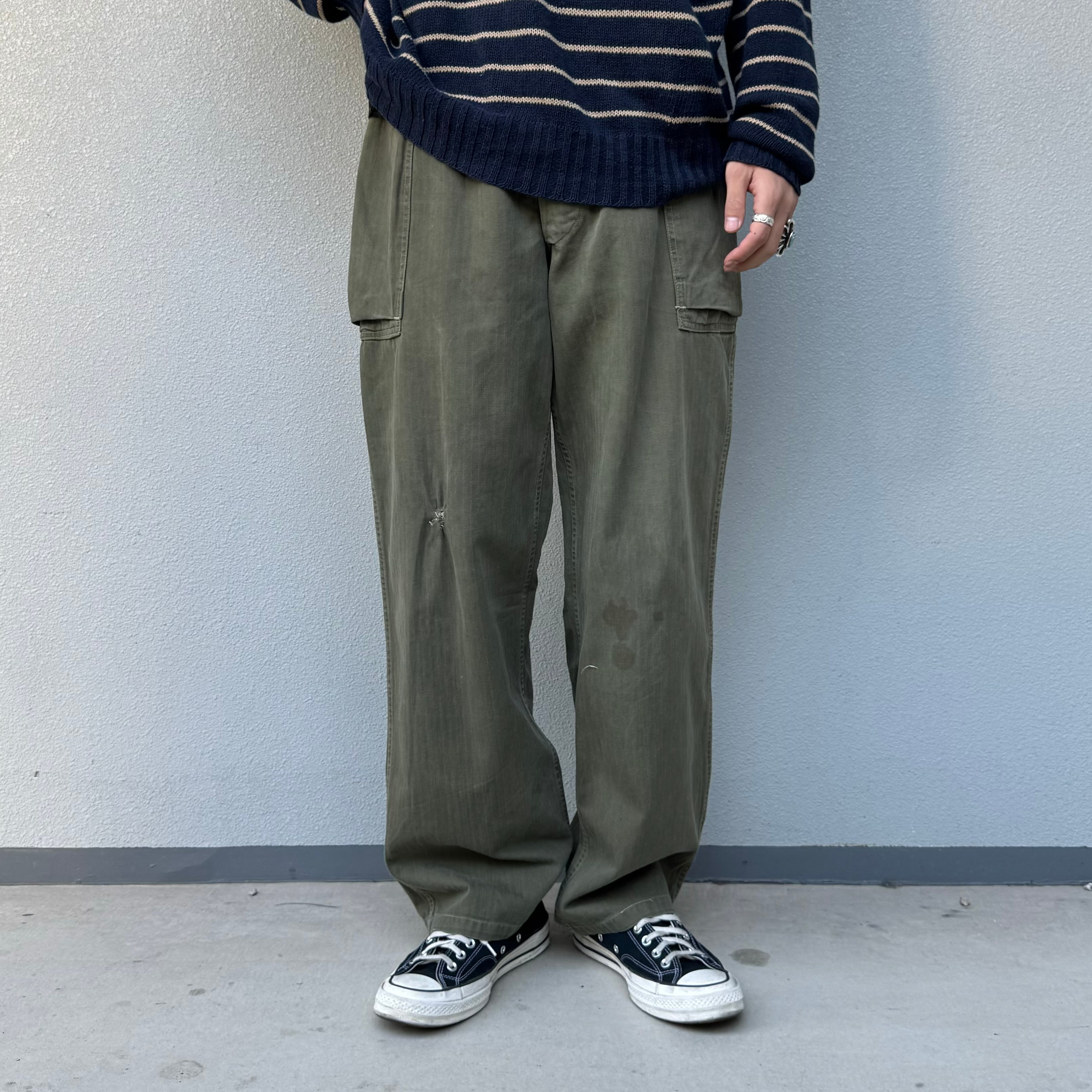 40's US military M-43 HBT trousers 専用です。 40's U.S.Army M-43 HBT Trousers “尿素ボタン” | spike osu