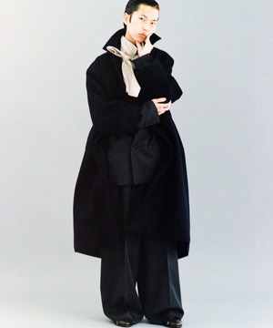 HOMMENA / HM26AWMA01 CRUMPED BALMACAAN COAT(NAVY)
