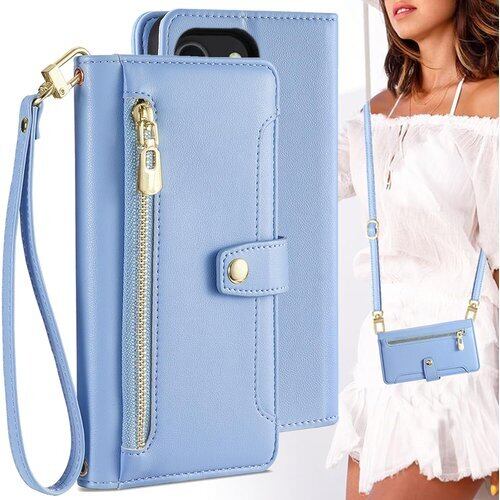 適用 iPhone 16e ケース 手帳型 アイフォン 16e ショルダー ポシェット iPhone16e スマホケース ストラップ 長+短 2本 アイフォン16e 手帳ケース アイホン 16e 携帯ケース カバー BonwFzin カード収納 バッグ マグネット スナップ 肩がけ 首掛け 斜め掛け ファスナー 耐衝撃 ストラップ付き スタンド カード カード入れ 浅い藍 ライトブルー 3119