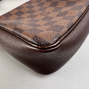 LOUIS VUITTON ヴィトン ダミエ　メイクポーチ レザー ハンドバッグ ブラウン A-13725