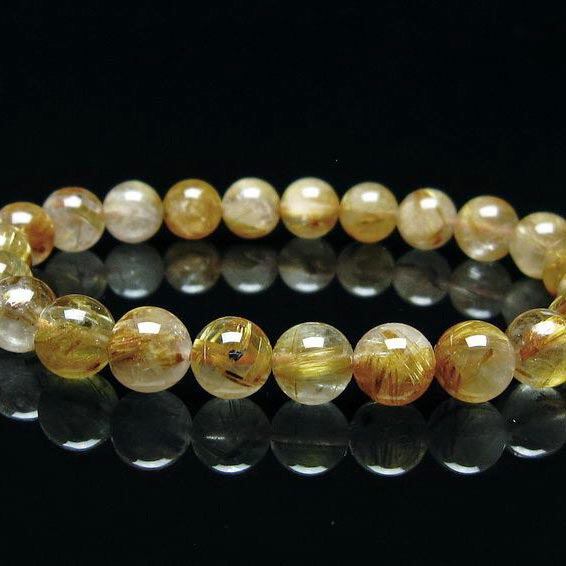 タイチンルチルクォーツ ブレスレット 8mm ルチルクォーツ ブレス 一点物  111-41674