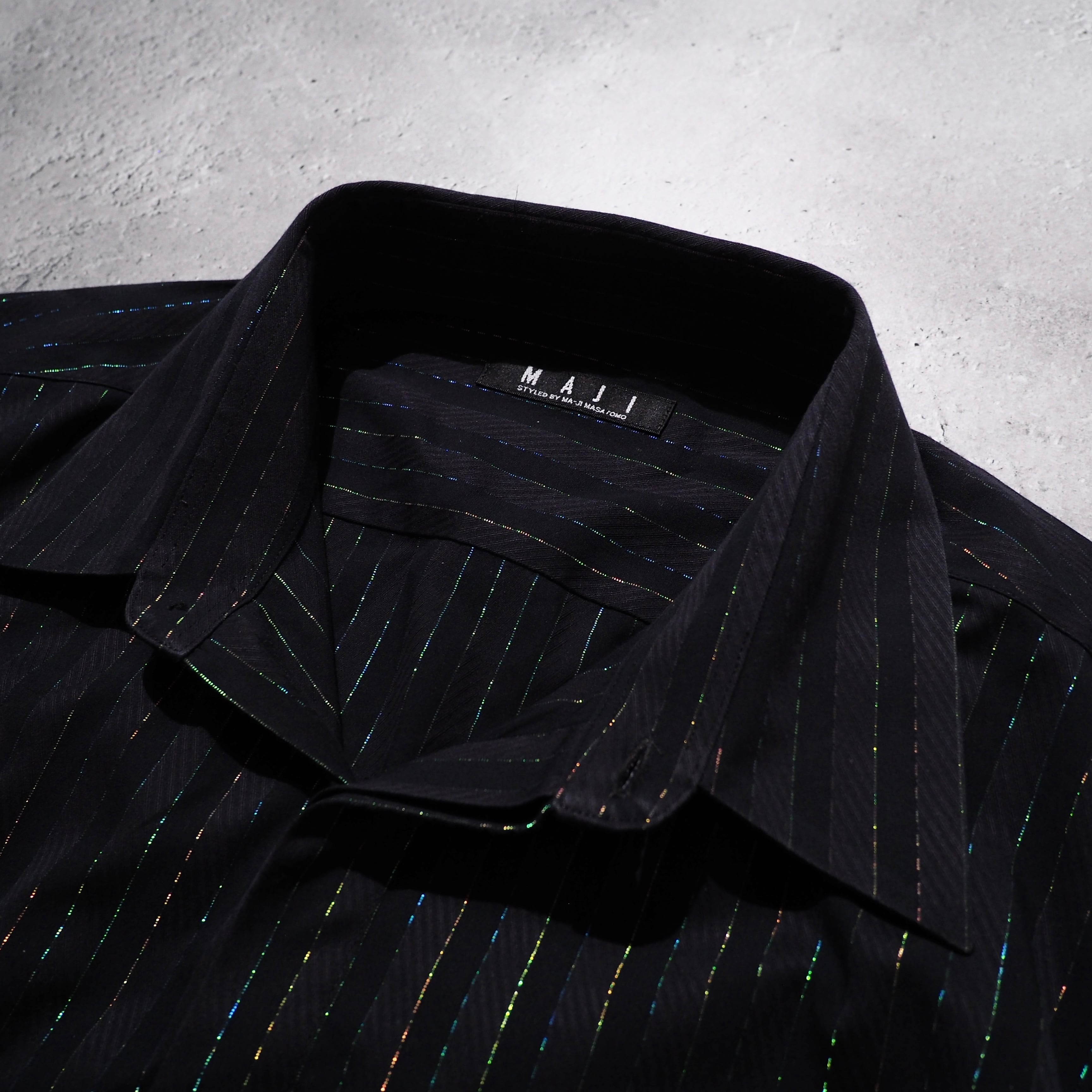 Beautiful Lame line Embroidery Black stripe Dress Shirt