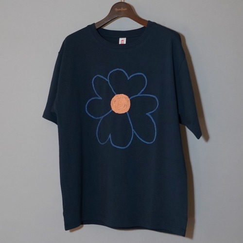 CC "FLOWER WITH LOVE" HAND EMBROIDARY S/S TEE　- NAVY -