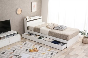 【セミダブル】Pluto 収納付きベッド（マットレス付き）