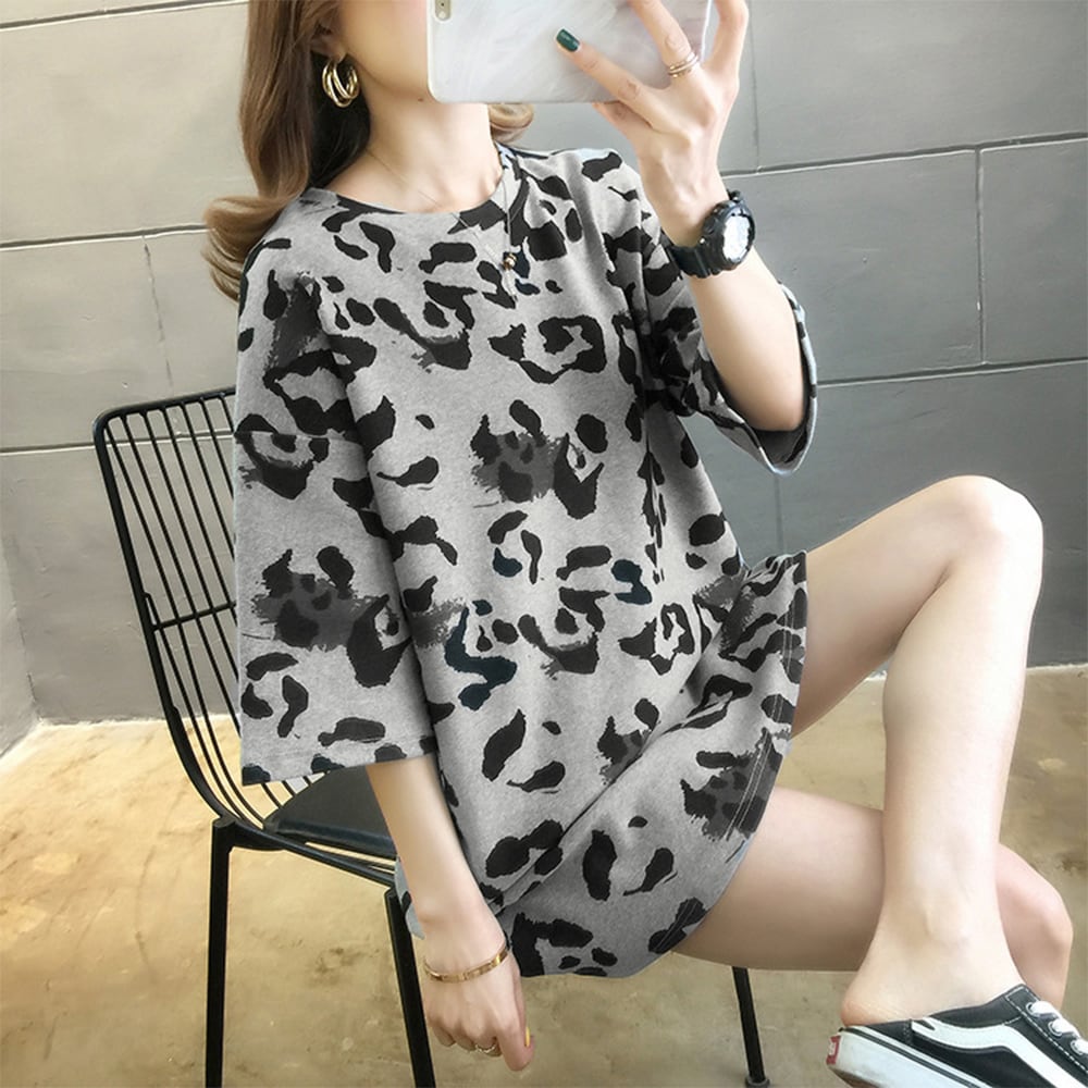 ヒョウ柄 チュニック Tシャツ レディース 春夏秋 トップス レオパード ストリート 大人 かわいい おしゃれ カジュアル きれいめ 大人可愛い 大人女子