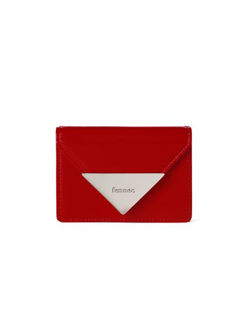 FENNEC] CRINKLE TRIANGLE TRIPLE WALLET D - CHERRY RED | もごつ