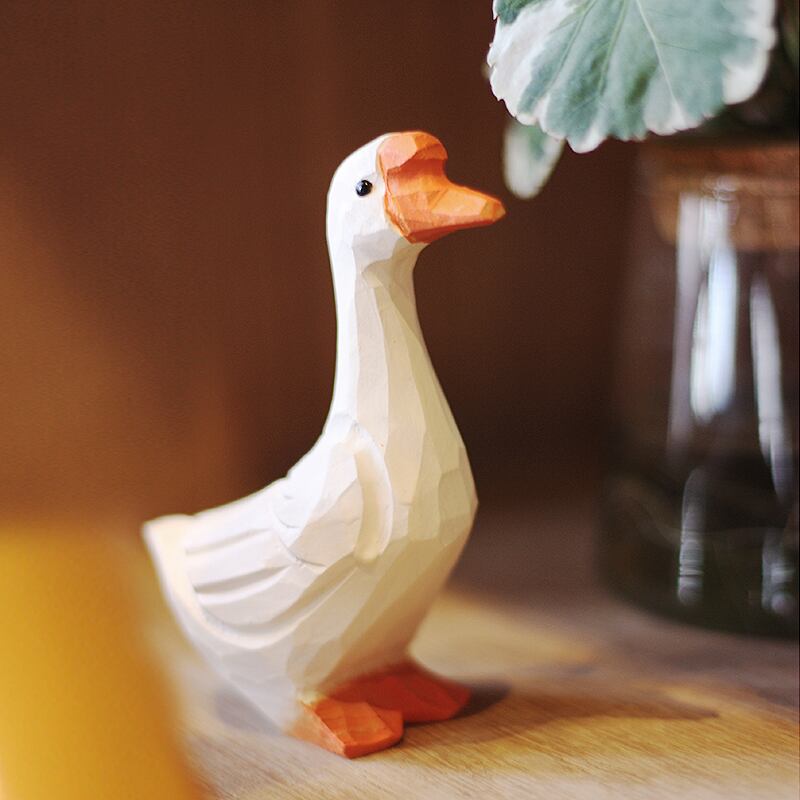 木製の鳥の彫刻 ガチョウ g-033 | Saezuri