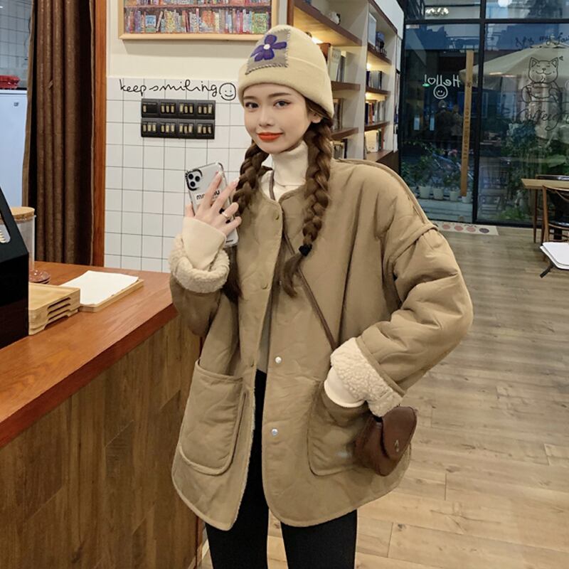 カーキドレス ジャケット オータムウィンターベルベットスタイル コットン 秋物 冬物 スーパーモール56198642378