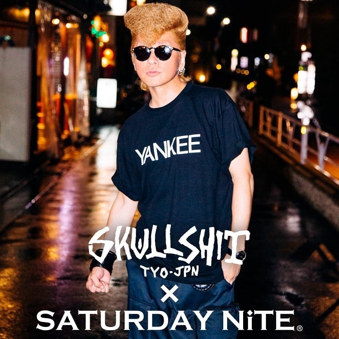 SKULLSHIT × SATURDAY NiTE collaboration「YANKEE Tシャツ」スカルシット 綾小路翔 氣志團万博2019  ヤンキーＴ 半袖 黒 ブラック ドクロ メンズ レディース ROCK PUNK ロック パンク バンド フェス 骸骨祭り ギフトラッピング無料 ...