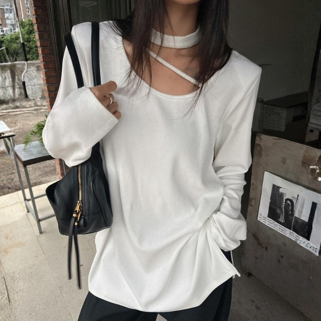 Choker strap slit tops 3 colors　V3081