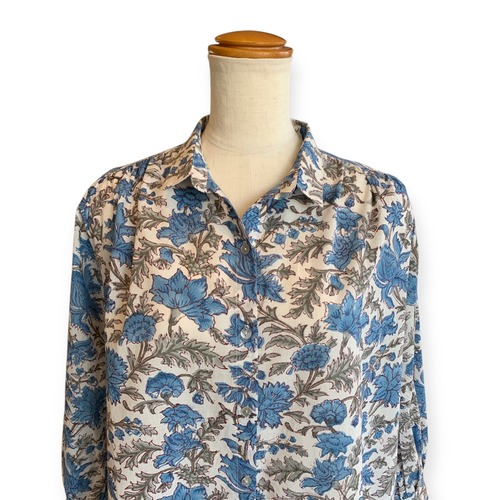 限定2枚　Mサイズがラスト1枚　シャツ　春夏ファッション　涼しい　インド綿　ブロックプリント