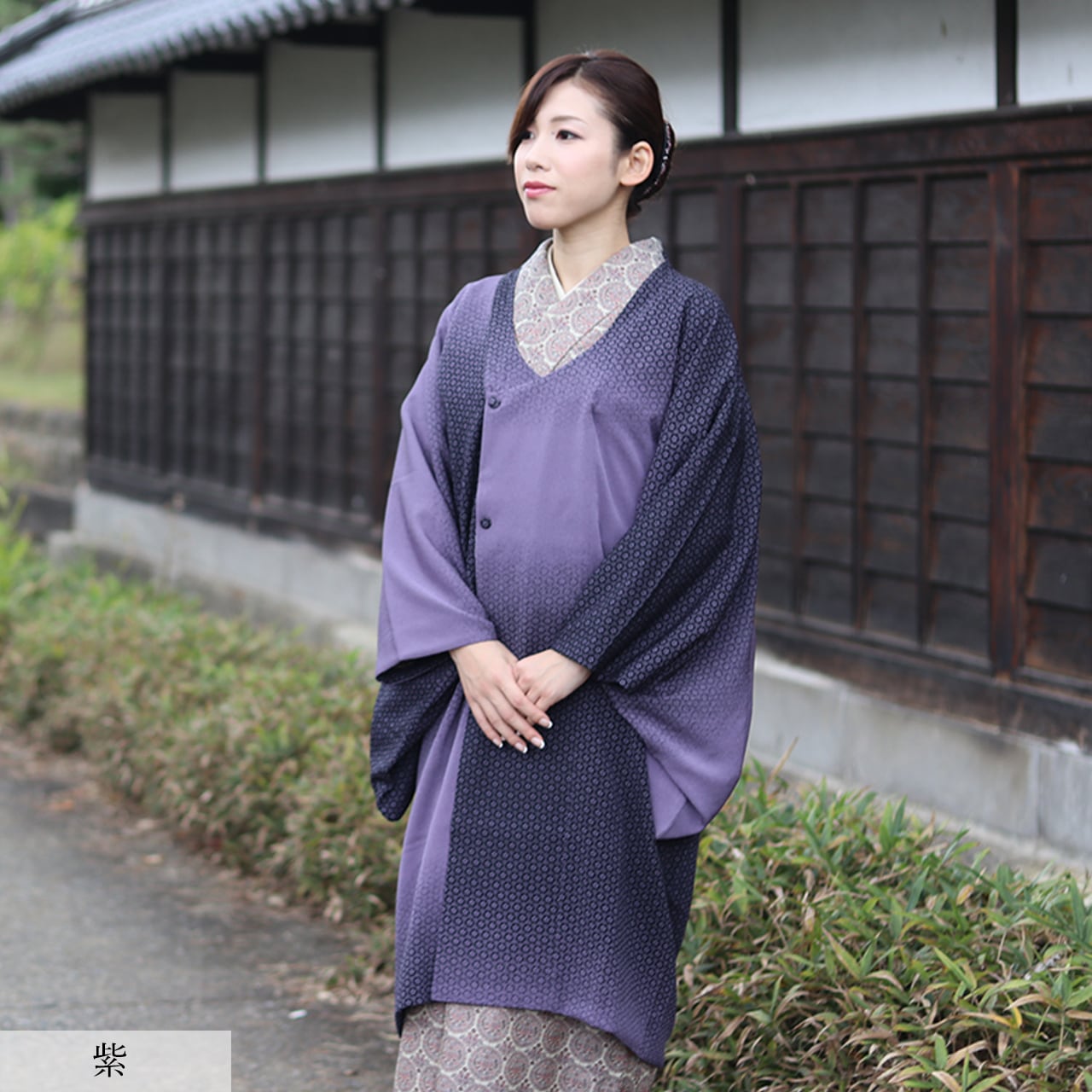 千代田衿コート 丹ちりミラー返しシリーズ | 朱橙｜和装コートのおと