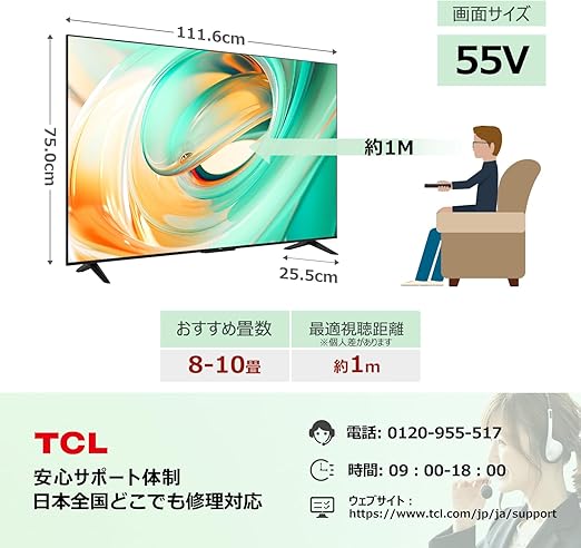 TCL 55V型 4K Google TV 液晶 テレビ 55V6B