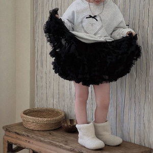 秋ふんわりティアードチュールスカート