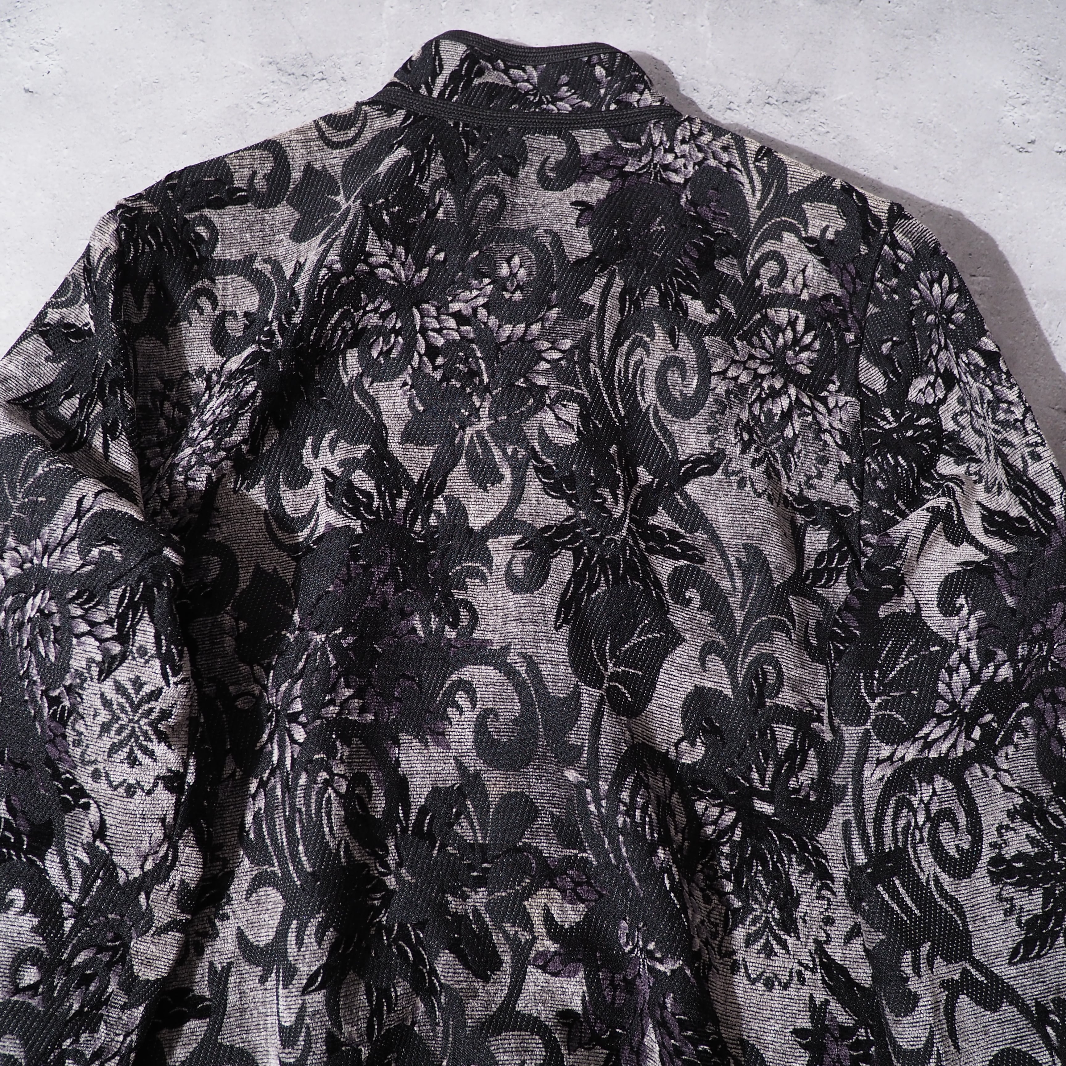 Dark tone flower embroidery two way reversible China jacket