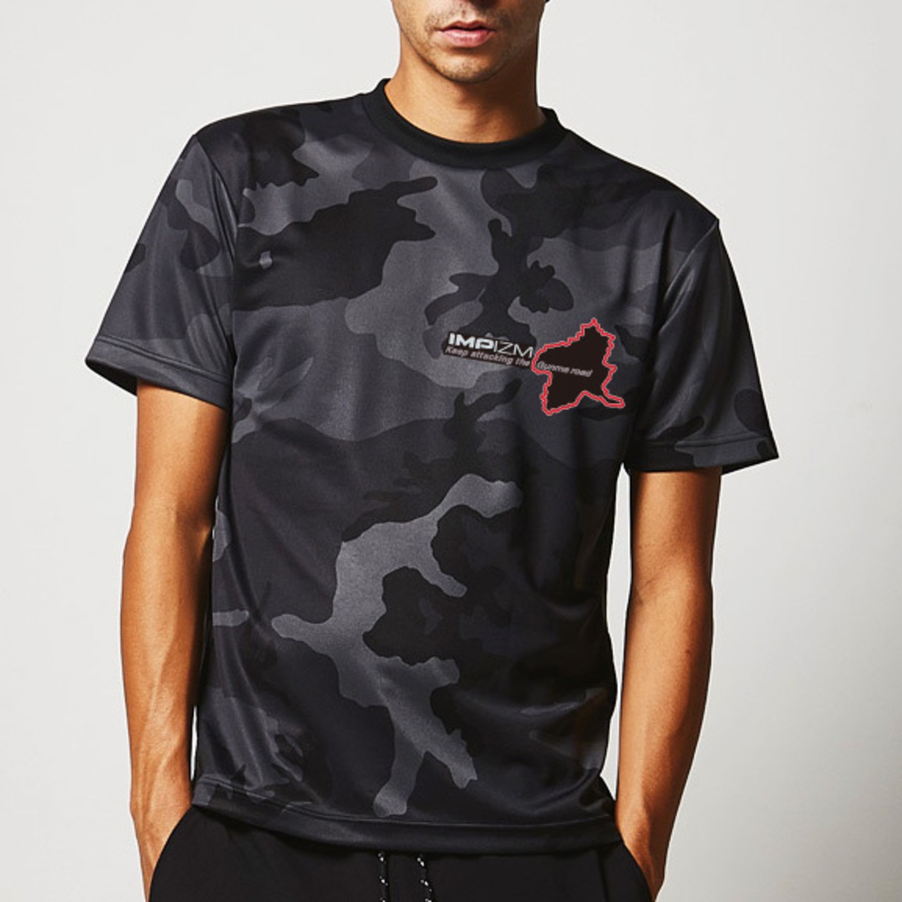 カモフラTシャツ／『Keep attacking the Gunma road』Black-Camo（ドライ アスレチック）