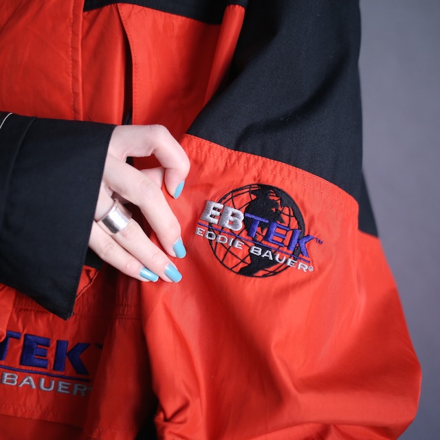 "Eddie Bauer EBTEK " red × black  over silhouette nylon anorak