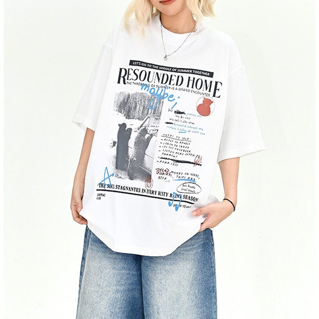 グラフィックコラージュアートレタリングTシャツ 2col   R02008