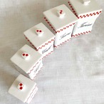 キャニスター　赤白ダミエ　チェック　陶器スパイスポット　 5個セット　フランスキッチン 12otda11