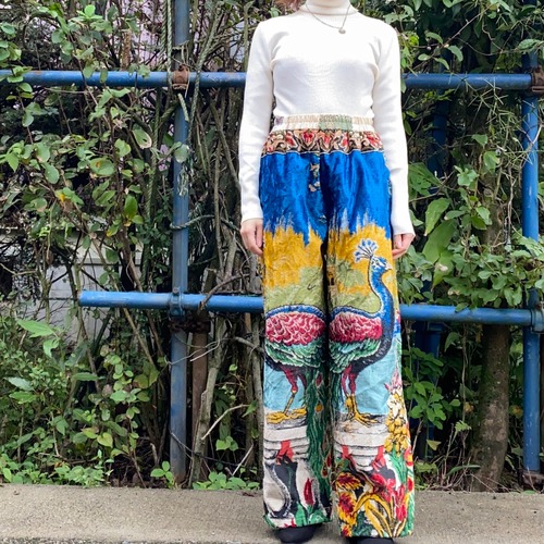 Handmade carpet pants peacock