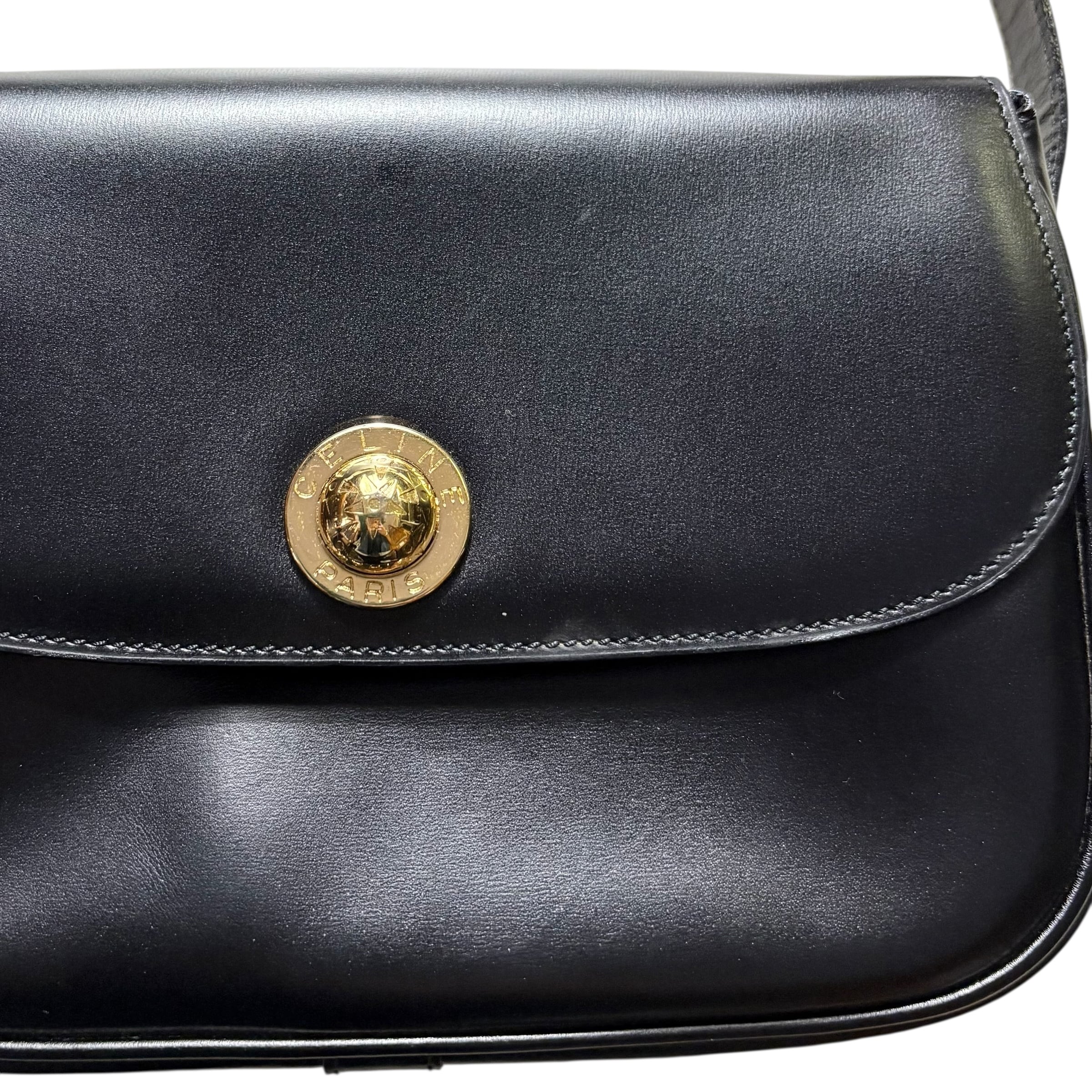 archive CELINE black leather shoulder bag “Star Ball” | NOIR ONLINE