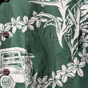 美品 M ポロラルフローレン 半袖開襟アロハシャツ 緑 グリーン 総柄 polo ralph lauren