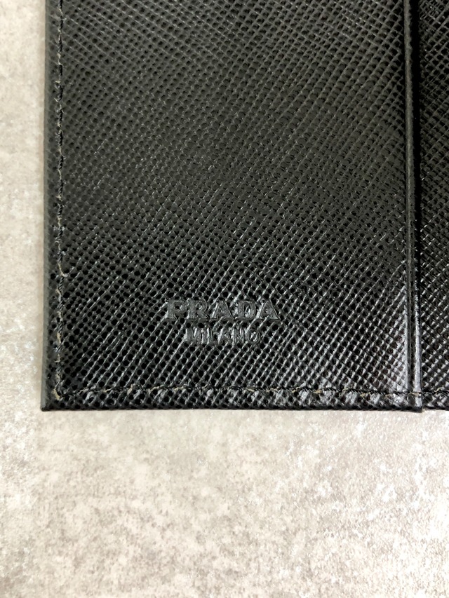 PRADA プラダ トライアングルロゴ 財布 ブラック ナイロン サフィアーノレザー 二つ折り財布 vintage ヴィンテージ オールド betrj7