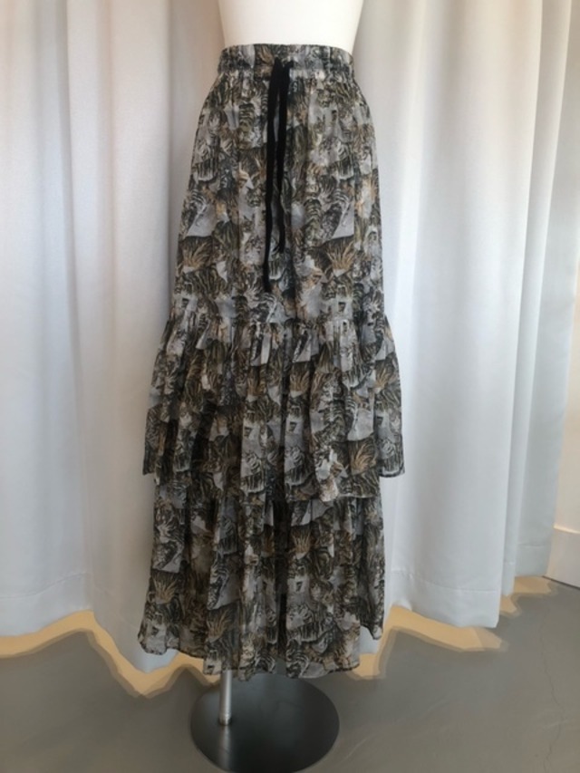 beautiful people-cats printed boil tiered skirt