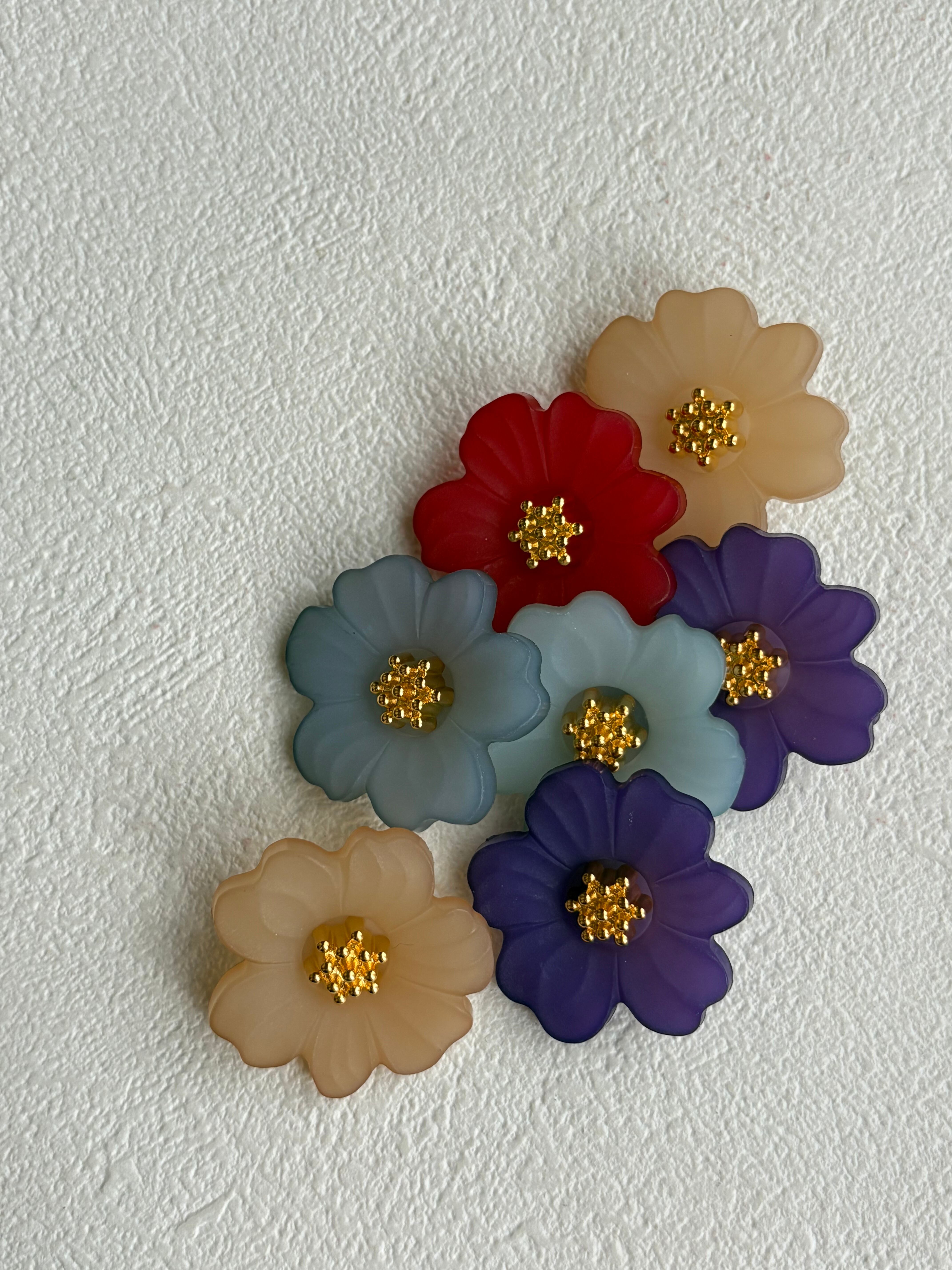 Japanese Vintageボタン プラスチック フロスト フラワー 染めボタン 28mm アクセサリーパーツ デコレーション材