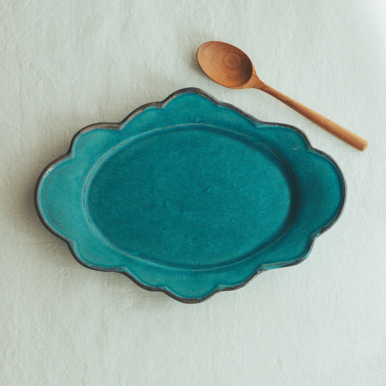 moku moku Oval Plate / Turquoise