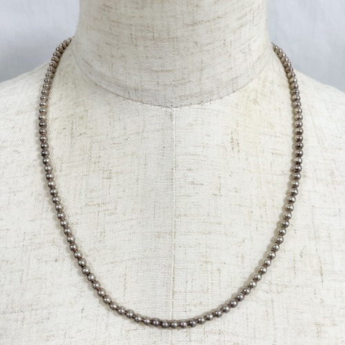 Old 925 Round Silver Beads Necklace Made In Hungary