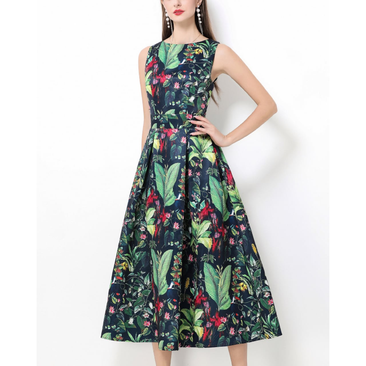 トロピカルフラワーワンピース L2061