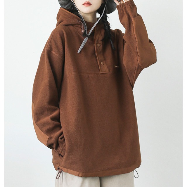 エルボーパッチフリースフーディー　N10020