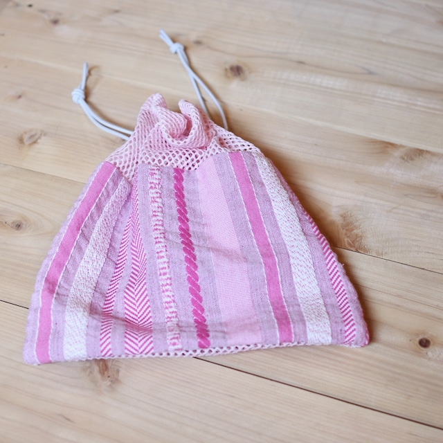 MESH BAG (ROPE STRIPE PINK)/ POTTENBURN TOHKII