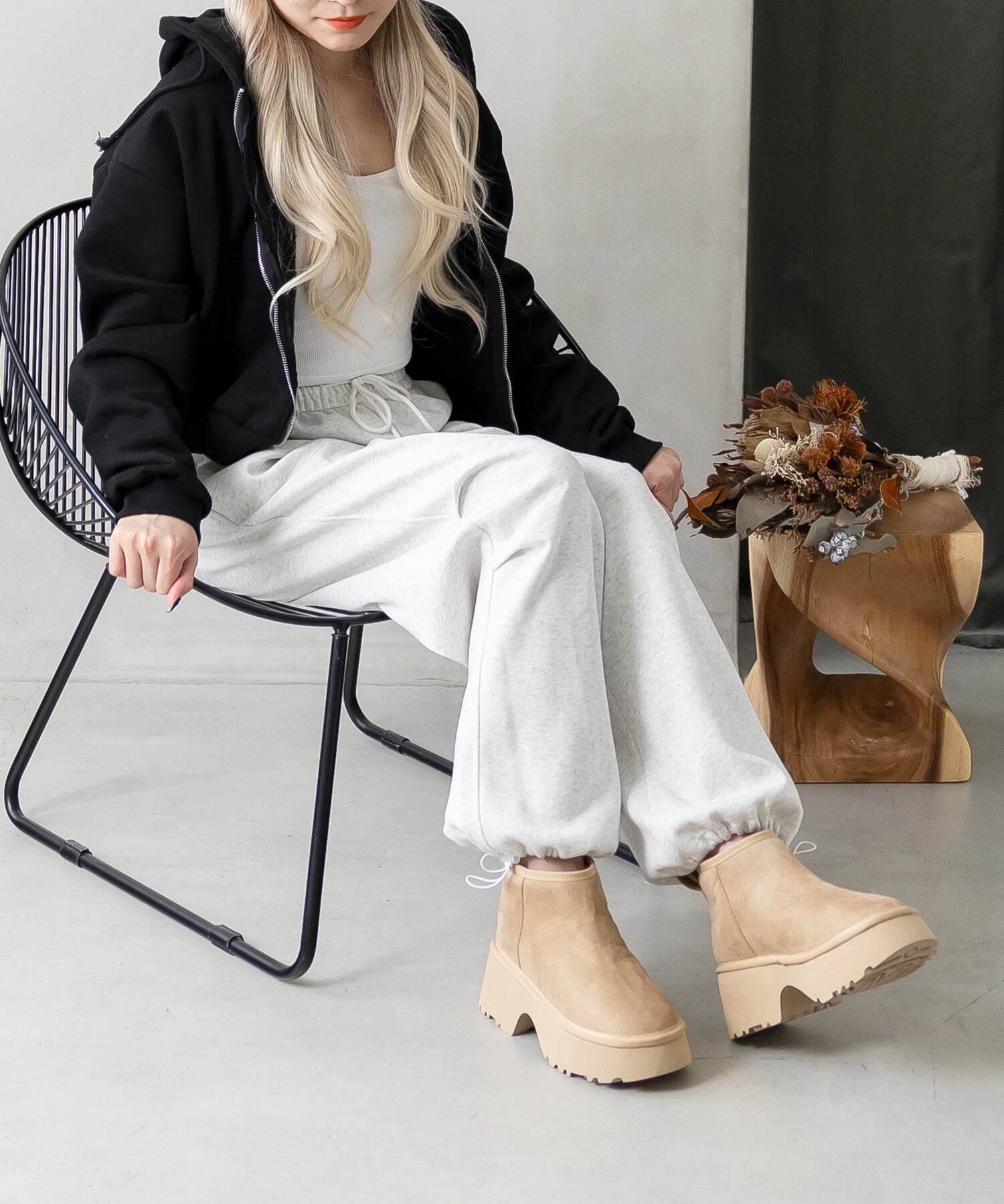 厚底ヒールムートンブーツ(313-1649)[505A] | attagirl