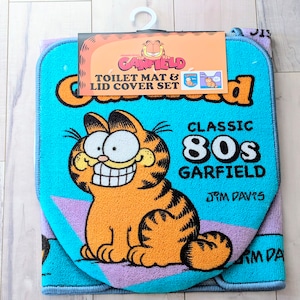 ✨️トイレもワクワクHAPPY✨️【 Garfield( ガーフィールド ) 】TOILET MAT & LID COVER トイレマット&蓋カバー (マット裏面滑り止め加工 ) / アメリカンマット / ふかふかマット〚アメリカン雑貨 アメトイ〛
