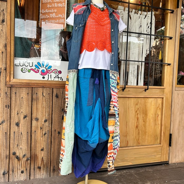 リメイクデニムエスニックジレ