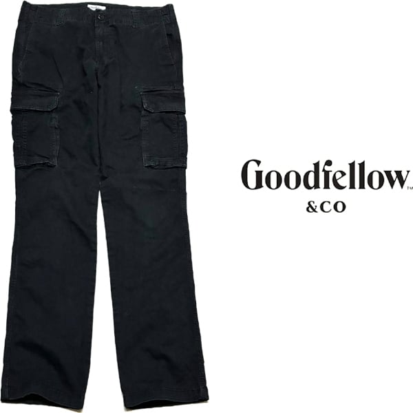 当時物 Ghetto Ware カーゴパンツ ブラック M オールドスケート 1点物◇Goodfellowカーゴパンツ黒ワークパンツ古着メンズ32レディース