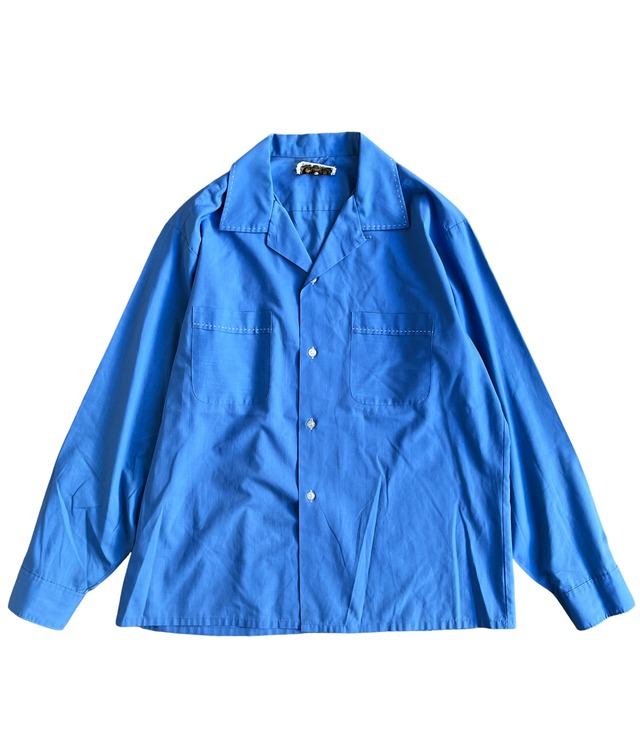 Vintage 70s L Braidburn loop collar shirt -Blue-