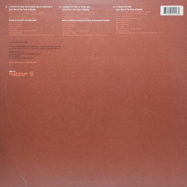 Quannum Feat. Lyrics Born & The Poets Of Rhythm / I Changed My Mind [MWR 114] - 画像2