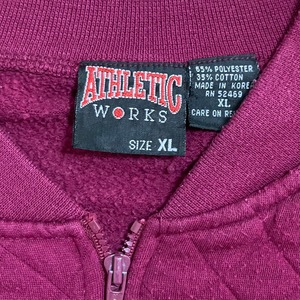 ATHLETIC WORKS ハーフジップ スウェットシャツ トレーナー XL 切替 格子柄 無地 バーガンディ 韓国製 SWEATSHIRTS US古着