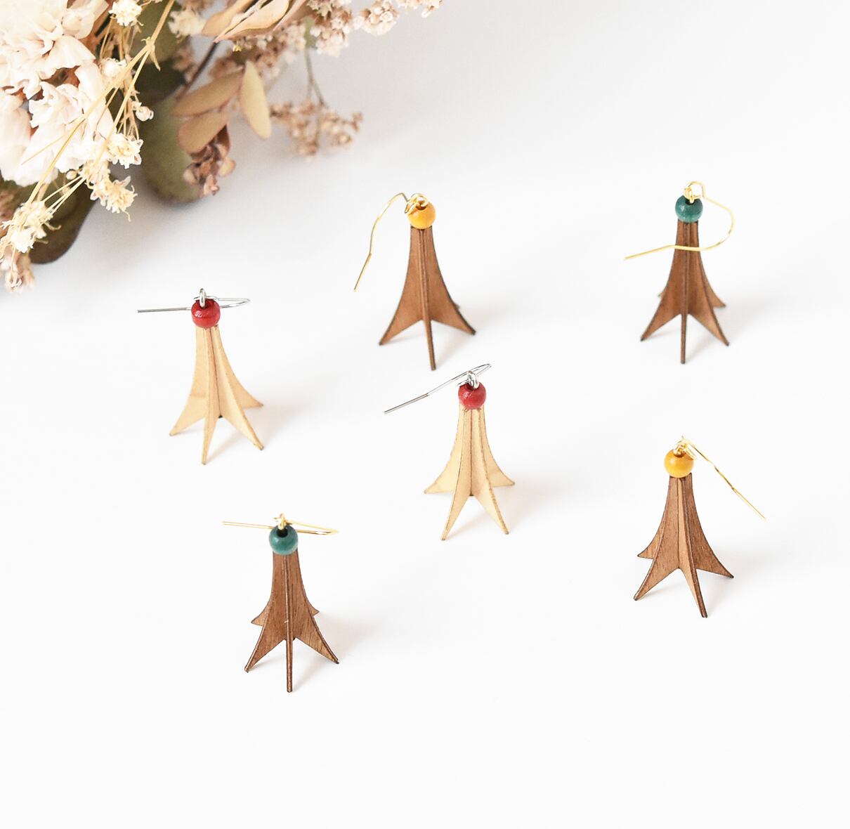 幹 ウッドピアス/イヤリング