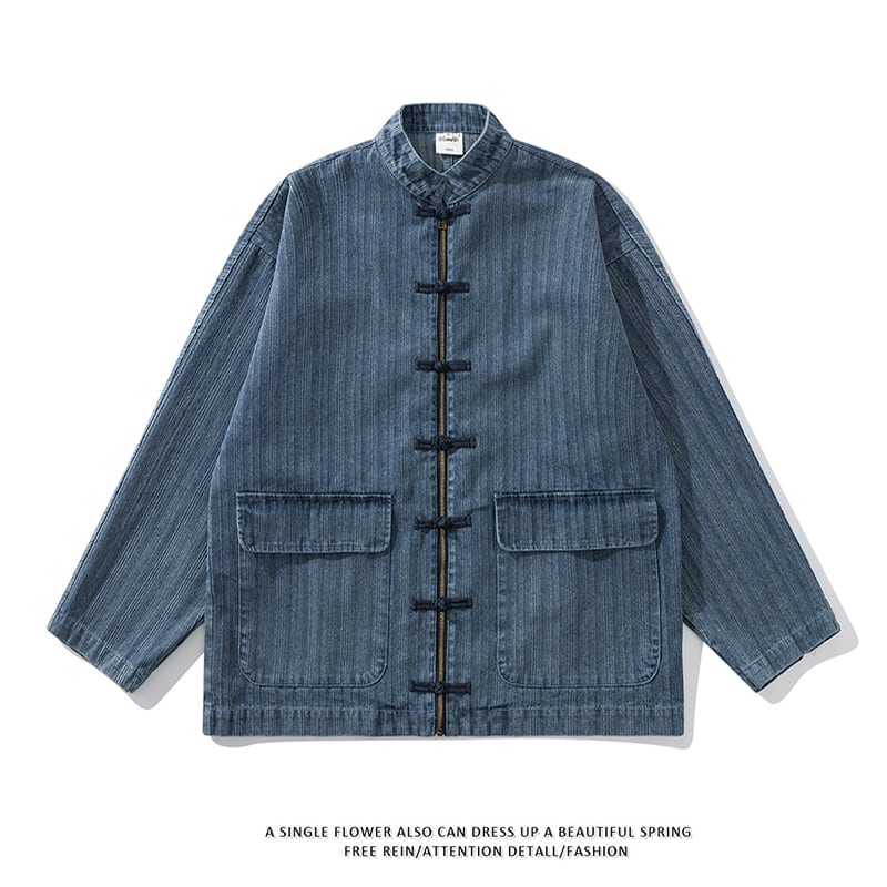 デニムジャケット チャイナ風ブルゾン HOUSTON ヒューストン SLUB